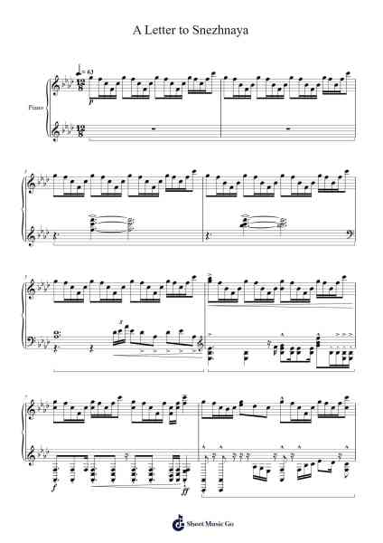 A Letter to Snezhnaya Sheet Music by Yu-Peng Chen-Arr.Yulegus