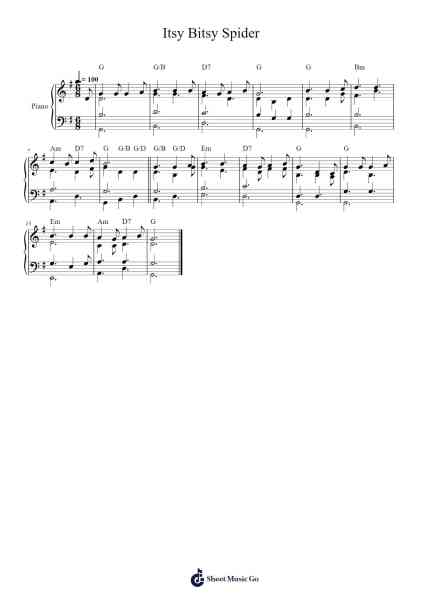 Itsy Bitsy Spider Notenblatt von Traditional-Arr.Sherkes Dofrank