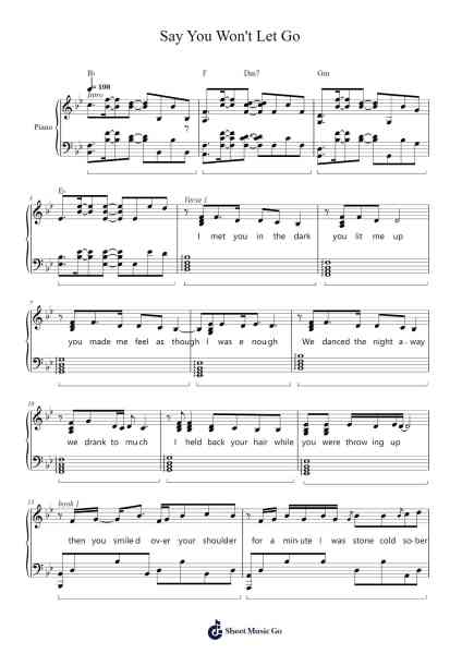 Say You Won't Let Go Sheet Music by James Arthur-Arr.Davexy Tykins