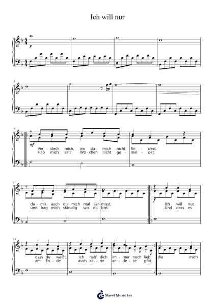 Ich will nur Sheet Music by Ich will nur-Arr.Nanriah Obrook
