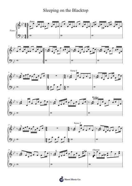 Sleeping on the Blacktop Sheet Music by Colter Wall-Arr.Yetkim Vauglvis