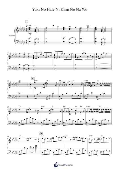 Yuki No Hate Ni Kimi No Na Wo Sheet Music by Nonoc-Arr.Bclark