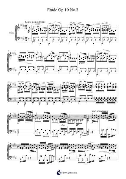 Etude Op. 10 No. 3 in E Major Sheet Music by Frédéric Chopin-Arr.Bloorfunk Hanlaine