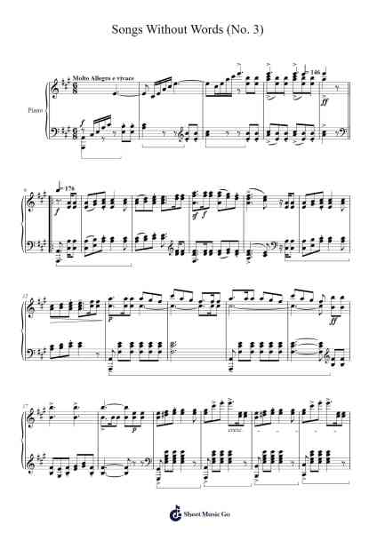 Songs Without Words, Op. 19 No. 3 in A Major Sheet Music by Felix Mendelssohn-Arr.Doulow