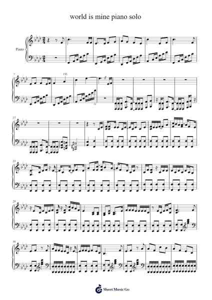world is mine piano solo Sheet Music by Hatsune Miku-Arr.Wavieve Katdy