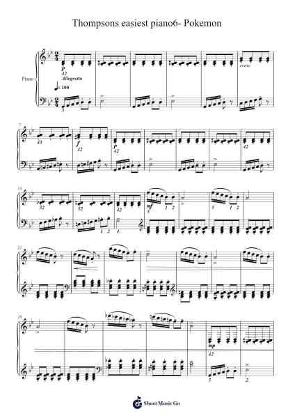Thompsons easiest piano6- Pokemon Sheet Music by John Thompson-Arr.Wentio Termaltz