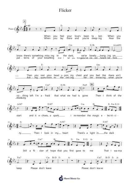 Flicker Sheet Music by Niall Horan-Arr.Shellay