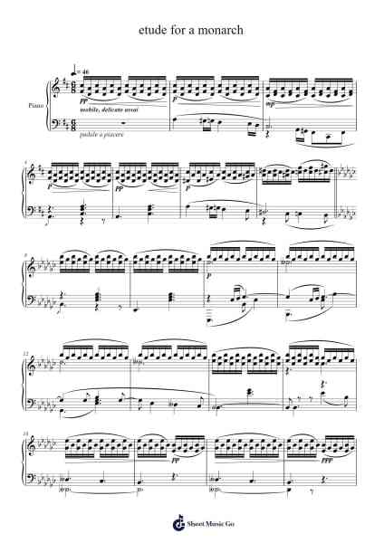 Etude for a Monarch Sheet Music by Buckclough Woogold-Arr.Geofchael