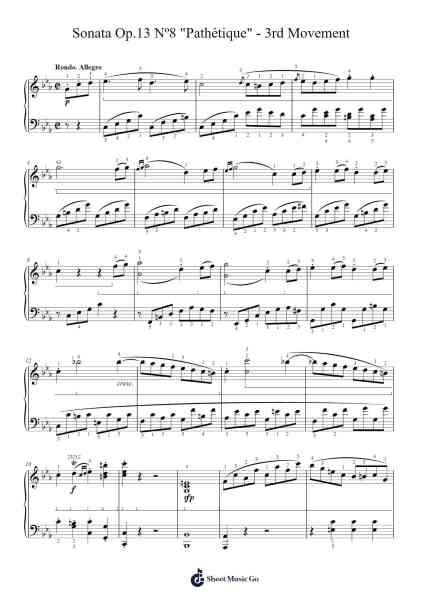 Piano Sonata No. 8 in C Minor, Op. 13 "Pathétique": III. Rondo: Allegro Sheet Music by Ludwig van Beethoven-Arr.Crichriet Hawreen