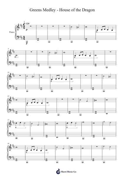 Greens Medley - House of the Dragon (The Green Dress, Lament, Fate of the Kingdom...) Sheet Music by Ramin Djawadi-Arr.Rhysgel Dilcooke