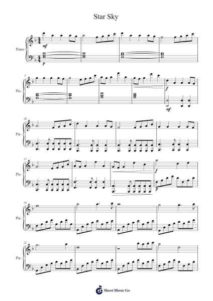 Star Sky Sheet Music by Two Steps From Hell-Arr.Pumens Faulkgrant