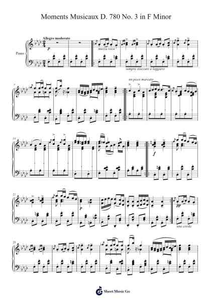 Moments Musicaux, D. 780: No. 3 in F Minor Sheet Music by Franz Schubert-Arr.Stowemon