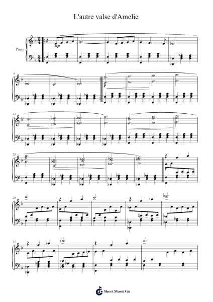 L'autre Valse d'Amélie Sheet Music by Yann Tiersen-Arr.Pebar Hawgie