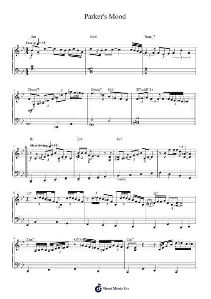 Parker's Mood Sheet Music by Charlie Parker-Arr.Francestiane