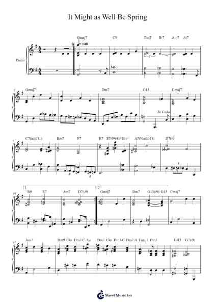 It Might as Well Be Spring Sheet Music by Richard Rodgers/Oscar Hammerstein II-Arr.Frannence Harstowe