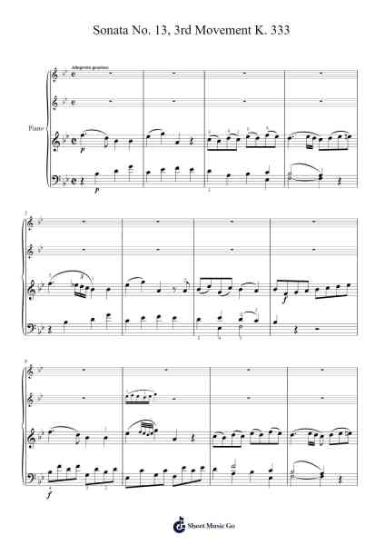 Piano Sonata No. 13 in B-flat major, K. 333: III. Allegretto Sheet Music by Wolfgang Amadeus Mozart-Arr.Huxver Birdnee