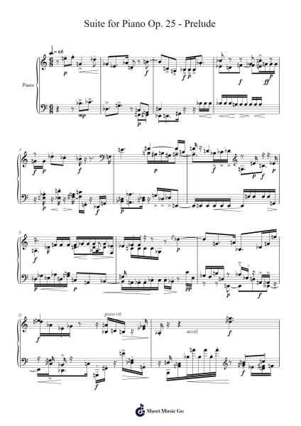 Suite for Piano Op. 25 - Prelude Sheet Music by -Arr.Halebias