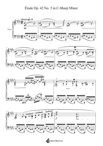 Étude in C-Sharp Minor, Op. 42 No. 5 Sheet Music by Alexander Scriabin-Arr.Wyattnix Abniel