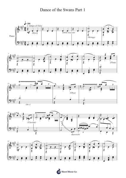 Swan Lake, Op. 20, Act II No. 13: Dance of the Swans Part 1 (Solo) Sheet Music by Pyotr Ilyich Tchaikovsky-Arr.Bunharine Coftroy