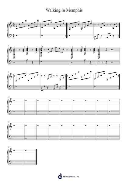 Walking in Memphis Sheet Music by Marc Cohn-Arr.Readerae