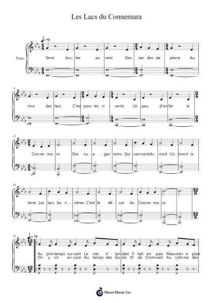 Les Lacs du Connemara Sheet Music by Michel Sardou-Arr.Earmay