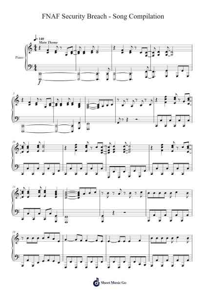 FNAF Security Breach - Song Compilation Sheet Music by FNaF: Security Breach OST-Arr.Mcdel Auriah