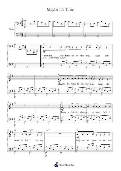 Maybe It's Time (from A Star Is Born) Sheet Music by Lady Gaga-Arr.Pebar Hawgie