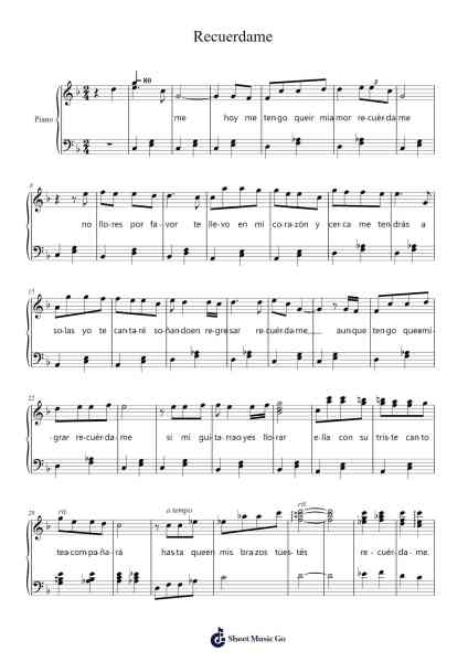 Recuerdame Partition de musique par Kristen Anderson-Lopez/Robert Lopez-Arr.Croftslon Maugnings