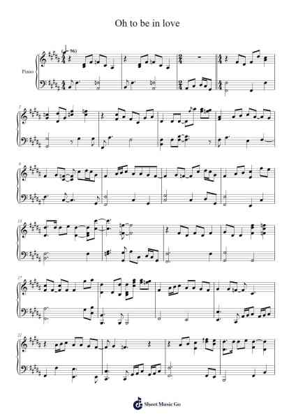 Oh to be in love Sheet Music by Kate Bush-Arr.Sret
