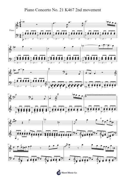 Piano Concerto No. 21 in C Major, K. 467: II. Andante Sheet Music by Wolfgang Amadeus Mozart-Arr.Gibger Burnsleif