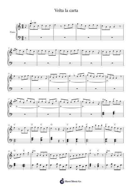 Volta la carta Sheet Music by Fabrizio De André-Arr.Ianruth Xalain