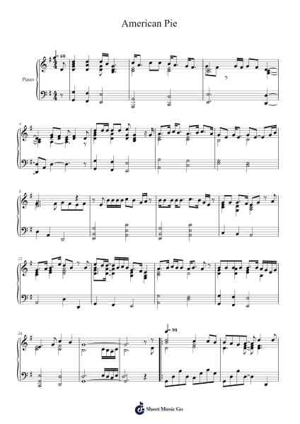 American Pie Sheet Music by Don McLean-Arr.Clarknence