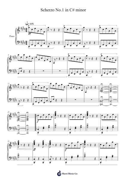 Scherzo No. 1 in C-sharp Minor, Op. 20 Sheet Music by Pullamb-Arr.Muthia Upsay