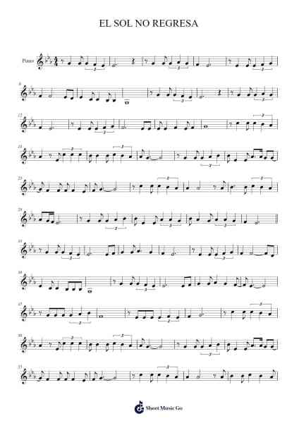 EL SOL NO REGRESA Sheet Music by Stelsie-Arr.Gailmag