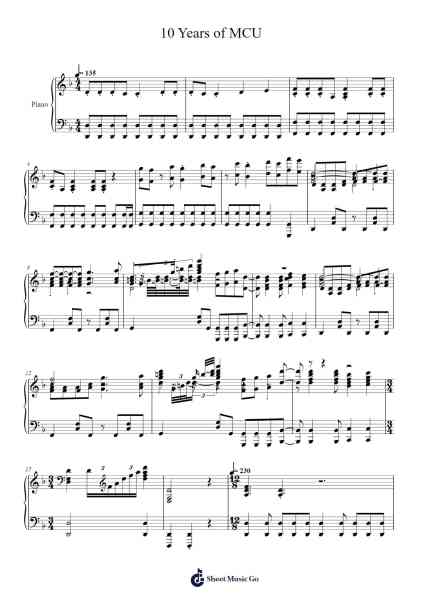 10 Years of MCU Sheet Music by -Arr.Clylogg Brarie