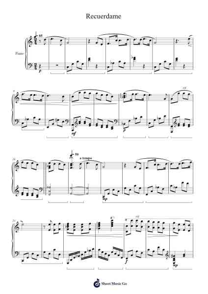 Recuerdame / Remember me (Coco) Sheet Music by Grifbur-Arr.Marhum