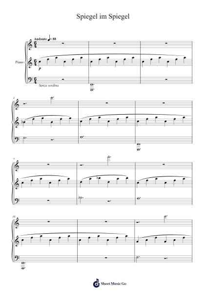 Spiegel im Spiegel Notenblatt von Arvo Pärt-Arr.Leolop Faypys