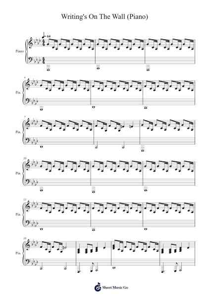 Writing's On The Wall (Piano) Sheet Music by Sam Smith-Arr.Joanreade Annlus