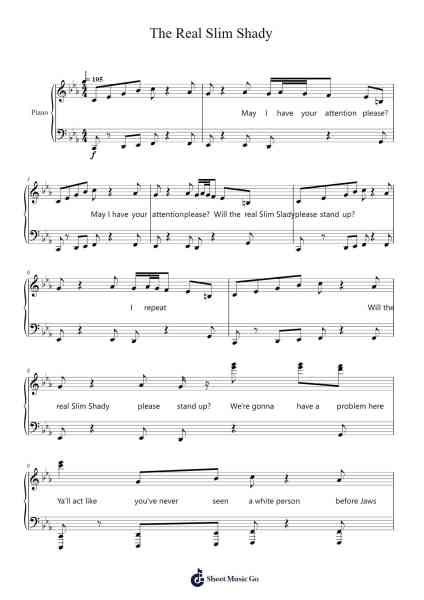 The Real Slim Shady Sheet Music by Eminem-Arr.Tifliz
