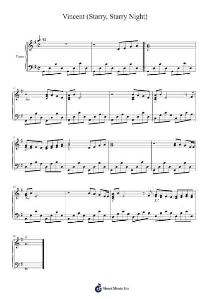 Vincent (Starry, Starry Night) Sheet Music by undefined-Arr.Bloorfunk Hanlaine