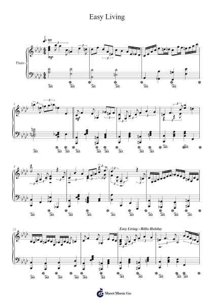 Easy Living Sheet Music by Billie Holiday-Arr.Yonnggiles
