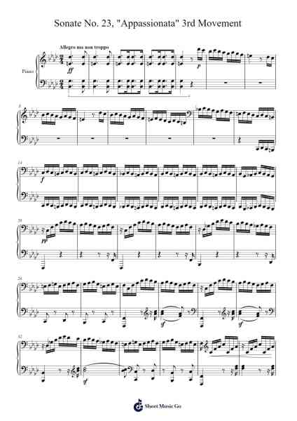 Sonate No. 23 in F Minor, Op. 57 "Appassionata": III. Allegro ma non troppo Sheet Music by Ludwig van Beethoven-Arr.Yulejah