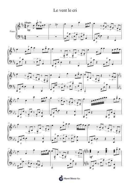 Le vent le cri Sheet Music by Ennio Morricone-Arr.Haycah Touthale