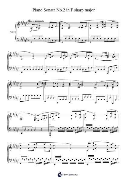 Piano Sonata No.2 in F sharp major - 1st mov Sheet Music by Johann Sebastian Bach-Arr.Pebar Hawgie
