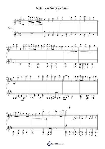Netsujou No Spectrum Sheet Music by merfort2206-Arr.Canzel