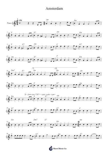 Amsterdam Sheet Music by Jacques Brel-Arr.Fagee