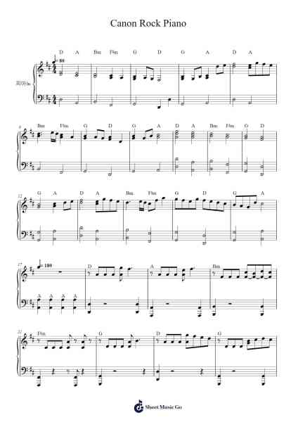 Canon Rock Piano Sheet Music by Adtis-Arr.Clifffitch
