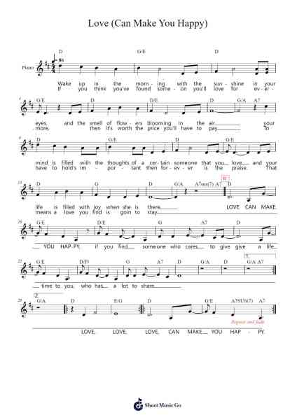 Love (Can Make You Happy) Sheet Music by Jack Sigler, Jr.-Arr.Besquinn