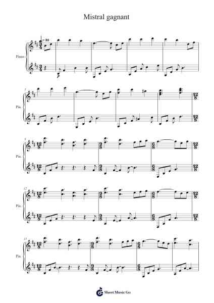 Mistral gagnant Sheet Music by Renaud Séchan-Arr.Charalph