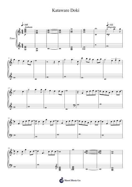 Kataware Doki Sheet Music by RADWIMPS-Arr.Keatsrid Burnsgo